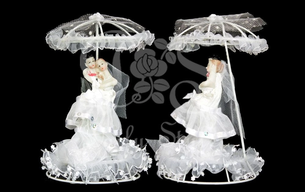 Bruidspaar Metaaldraad Parasol 1 Bruidspaar Metaaldraad Parasol