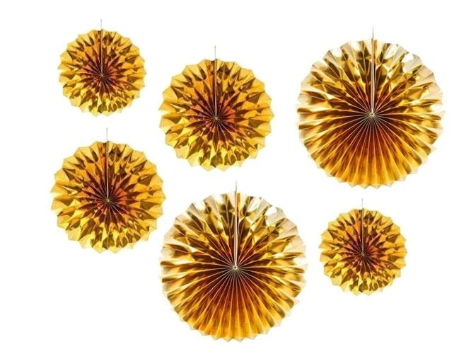 Deco Waaiers Metallic Goud 6dlg 1 Deco Waaiers Metallic Goud 6dlg