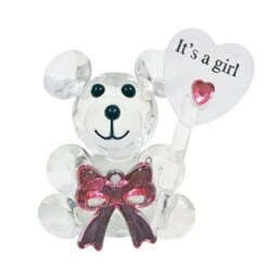 Kristallen Beer 'Heart Balloon' Roze