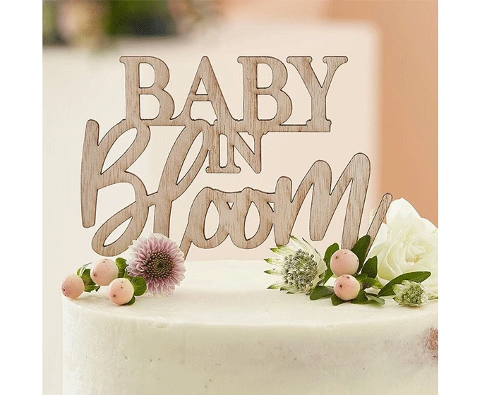* Houten Taarttopper Baby In Bloom Ginger Ray 1 * Houten Taarttopper Baby In Bloom Ginger Ray