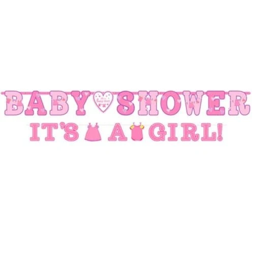 Letterslinger 'Babyshower It's A Girl' Roze 1 Letterslinger 'Babyshower It's A Girl' Roze