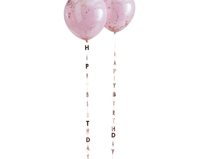 Ballonstaartje Happy Birthday Roségoud Ginger Ray (5st) 2 Ballonstaartje Happy Birthday Roségoud Ginger Ray (5st) - Afbeelding 2