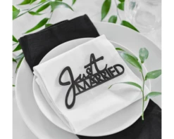 Tafeldecoratie Just Married Zwart Ginger Ray (6st)