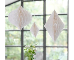Honeycomb Hangdecoratie Wit Ginger Ray (3st)