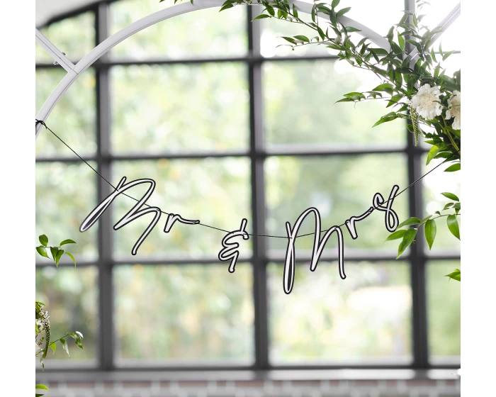 Slinger Mr & Mrs Aanpasbaar Wit & Zwart Ginger Ray 1 Slinger Mr & Mrs Aanpasbaar Wit & Zwart Ginger Ray