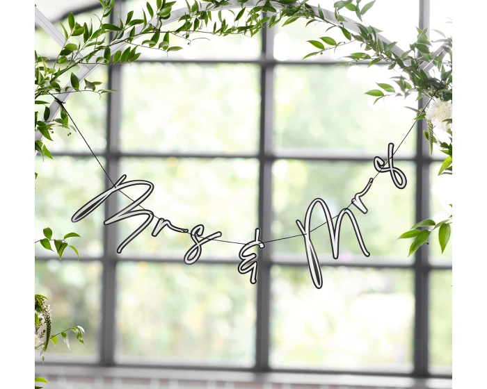 Slinger Mr & Mrs Aanpasbaar Wit & Zwart Ginger Ray 4 Slinger Mr & Mrs Aanpasbaar Wit & Zwart Ginger Ray - Afbeelding 4