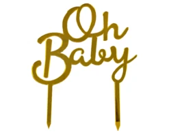 Cake Topper Oh Baby Goud