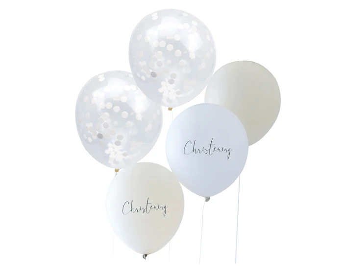 Ballonnen Christening Wit, Nude & Confetti Ginger Ray (5st) 2 Ballonnen Christening Wit, Nude & Confetti Ginger Ray (5st) - Afbeelding 2