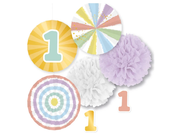 Decoratie Kit 1st Birthday Rainbow (5st) 1 Decoratie Kit 1st Birthday Rainbow (5st)