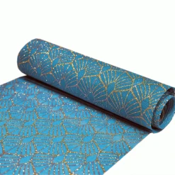 Decoratiestof Leaf Blauw & Goud (28x270cm)