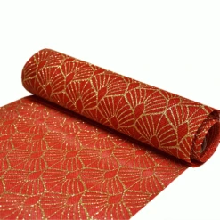 Decoratiestof Leaf Rood & Goud (28x270cm)