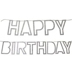 Glitter Slinger Happy Birthday Zilver