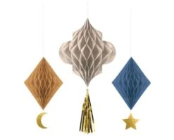 Hangdecoratie Honeycomb Eid Mubarak (3st)