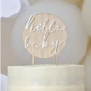 Houten & Acryllen Taarttopper Hello Baby Ginger Ray