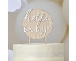 Houten & Acryllen Taarttopper Hello Baby Ginger Ray
