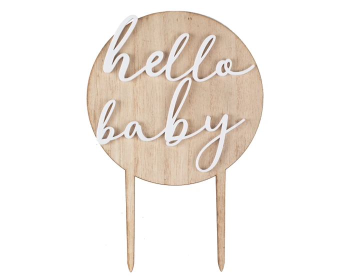 Houten & Acryllen Taarttopper Hello Baby Ginger Ray 2 Houten & Acryllen Taarttopper Hello Baby Ginger Ray - Afbeelding 2