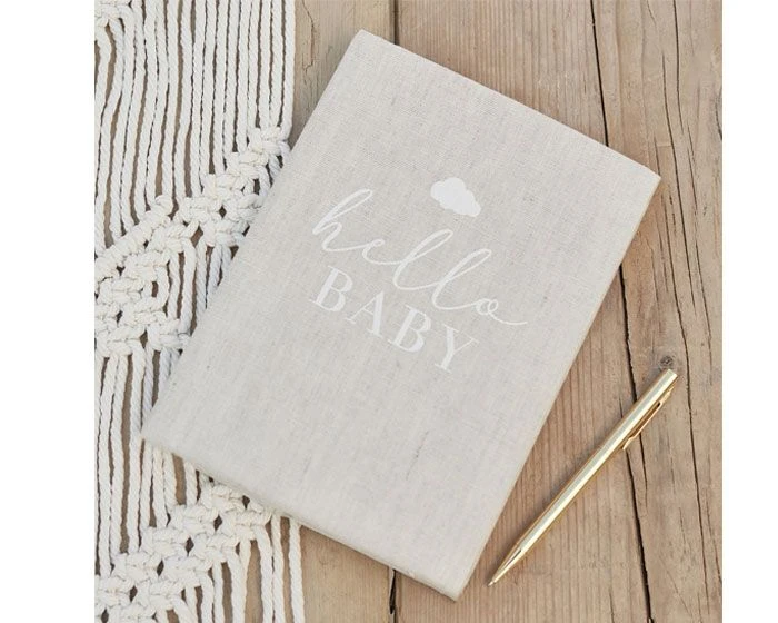 Linnen Gastenboek Hello Baby Ginger Ray 1 Linnen Gastenboek Hello Baby Ginger Ray