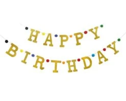 Slinger Happy Birthday Goud + Pompom