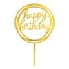 Caketopper Happy Birthday Rond Goud