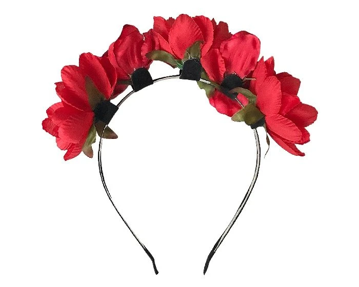 Diadeem Bloemen Rood 1 Diadeem Bloemen Rood
