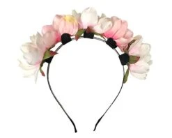 Diadeem Bloemen Roze & Wit