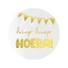 Stickers Hiep Hiep Hoera! Wit/Goud (24st)
