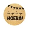 Stickers Hiep Hiep Hoera! Bruin/Zwart (24st)