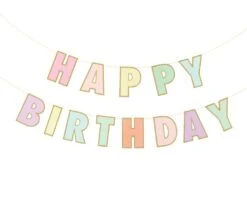 Slinger Happy Birthday Pastel Met Gouden Rand