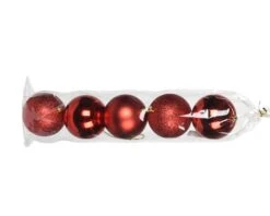 Kerstballen Rood 80mm (5st)