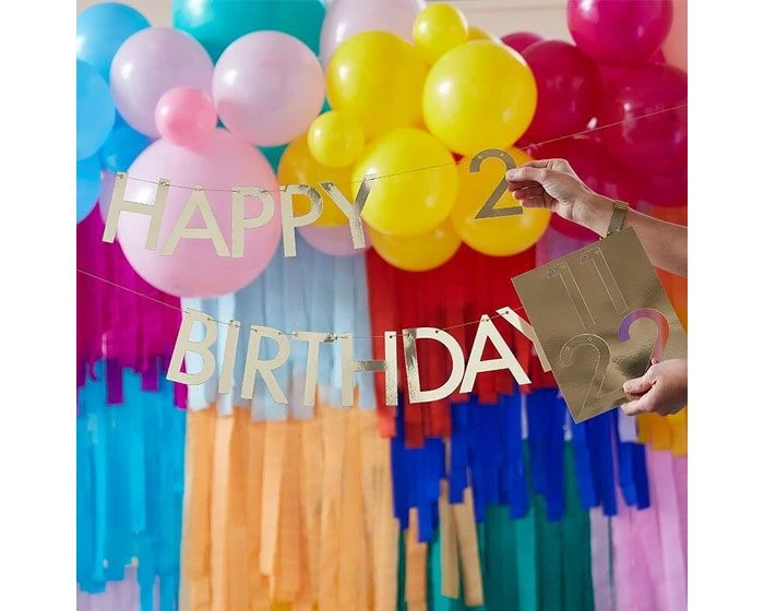 Slinger Happy Birthday Customize Goud Ginger Ray 4 Slinger Happy Birthday Customize Goud Ginger Ray - Afbeelding 4