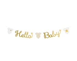 Letterslinger Hello Baby Goud/Wit (160cm)