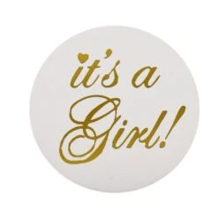 Stickers Rond It's A Girl! Goud (24 Stuks)