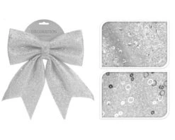 Kerstdeco Strik XL Zilver