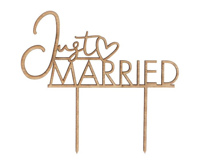 Houten Taarttopper Just Married Ginger Ray 2 Houten Taarttopper Just Married Ginger Ray - Afbeelding 2