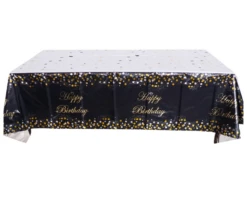 Tafelkleed Zwart Happy Birthday Sparkling